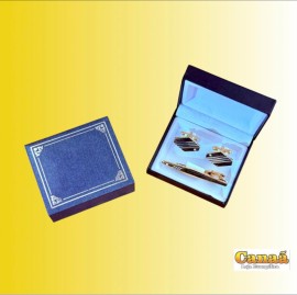Kit abotoadura com prendedor de gravata na caixa, cada