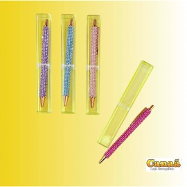 Caneta luxo com strass na caixa de acr�lico, cada