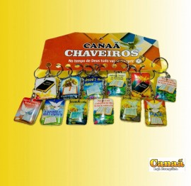 Chaveiro resina quadrado paisagem,com 12 ps