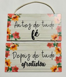 Quadro decorao corda com 2 placas de madeira (Antes de tudo f...),cada