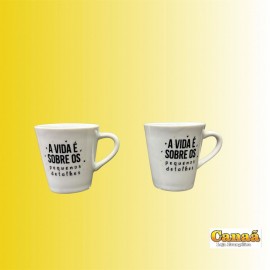Caneca de porcelana 120 ml (A vida  sobre os pequenos detalhes) , cada
