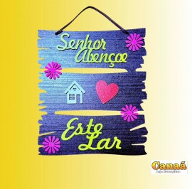 Placa decorada pintura NEON (Senhor abenoe este lar), cada