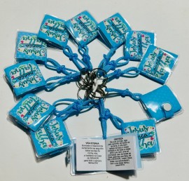 Chaveiro B�blia pl�stico ( Jesus nunca falha �.) c/12