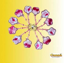 Chaveiro flor gel com p�rolas ( M�e) c/12