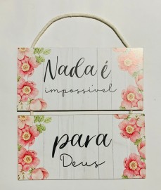 Quadro decorao corda com 2 placas de madeira (Nada  impossvel para Deus),cada