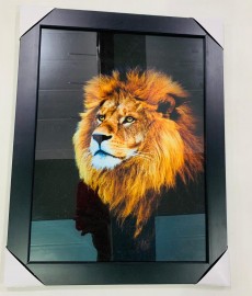 Quadro madeira com moldura e vidro individual ( CABE�A LE�O / FUNDO PRETO)