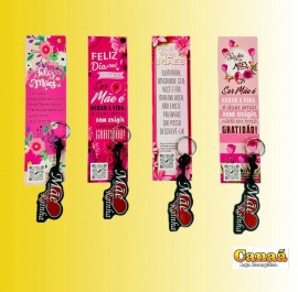 Kit chaveiro borracha m�e com marca p�gina m�e grande , cada
