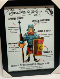 Quadro madeira com moldura e vidro individual (Armadura de Deus.... )