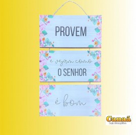 Quadro decorao corda com 3 placas (Provem e veja como o Senhor), cada