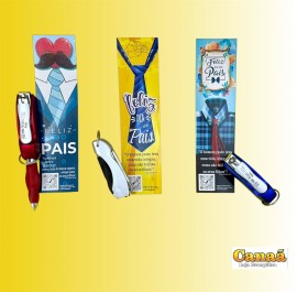 Kit marca-p�gina pai e chaveiro 3 em 1 (cortador de unha, caneta e chaveiro), cada