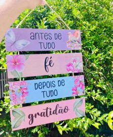 Placa corda frases madeiras com 4 partes ( Antes de tudo f), cada