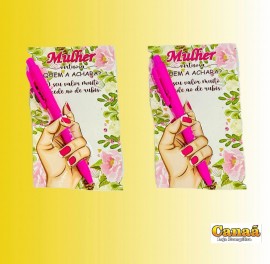 Kit caneta mulher virtuosa com carto trabalhado na beleza ,cada
