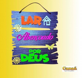 Placa decorada pintura NEON (Lar abenoado por Deus), cada