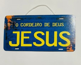 Placa Mercosul MDF pintado (Jesus o cordeiro de Deus), cada