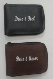 Carteira com mensagens bblicas com ziper,cada