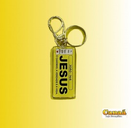 Chaveiro banhado ( Jesus o caminho a verdade ) com mosqueto, cada