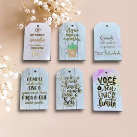  Mini quadro porcelana com frases motivacionais com letras em dourado ), cada