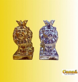 Leo Porcelana (prata/dourado) com coroa , cada