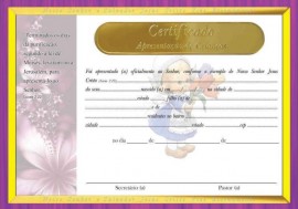 Certificado de apresentao criana,(menina),com 10 ps