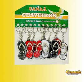 Chaveiro chinelo ferro resinado (Nas mos de Deus) com 12 peas 