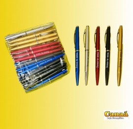 Caneta Fina giratria cores variadas, com 100 ps