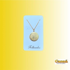 Kit corrente com pingente folheado ( Mandala com Pai Nosso) 
