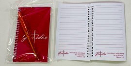 kit caderneta palavra gratidão( rosa) com caneta 