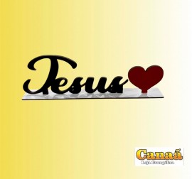 Palavras madeira Jesus MDF ( com corao vermelho), cada 