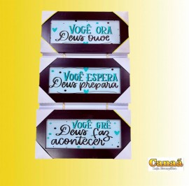 Quadro trio com corda ( Voc� ora/ Voc� Espera/ Voc� Cr�)