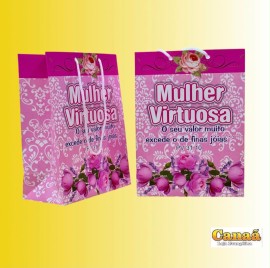 Sacola mini Mulher Virtuosa (Flor), cada