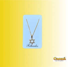 Kit corrente com pingente folheado ( Estrela de Davi com pedrinha) 