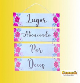 Placa corda frases madeiras com 4 partes ( Lugar aben�oado por Deus  ) , cada