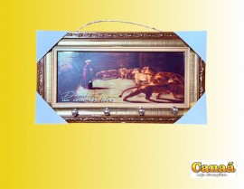 Porta chave moldura dourada de madeira com vidro ( Daniel na cova dos le�es ) 