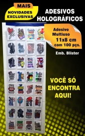 Adesivos hologrfico multiuso tamanho mdio Com 100  peas variadas 