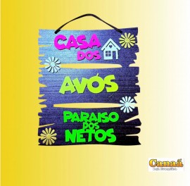 Placa decorada pintura NEON (Casa dos avs paraso dos netos), cada