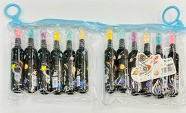 Estojo Caneta marca texto (garrafas preta astronautas) com 6 pcs 