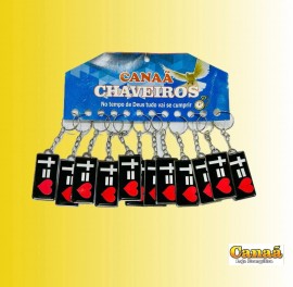 Chaveiro chapinha  cruz = corao com 12 pcs 