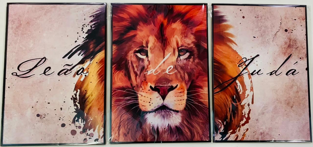 Quadro trio M .d.f. tamanho total 60 cm x 30 cm ( Leão da Tribo de Judá) CANAA LOJA EVANGÉLICA Quadro trio M .d.f. tamanho total 60 cm x 30 cm ( Leão da Tribo de Judá) CANAA LOJA EVANGÉLICA