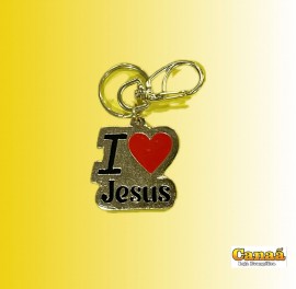 Chaveiro banhado ( Eu amo Jesus ) com mosqueto, cada