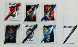 Kit mini bloco de anotaes com aspiral com caneta ( Leo colorido ) , cada