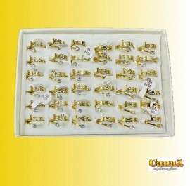 Anel ao dourado ( Jesus com pedrinha ) caixa com 36 peas 