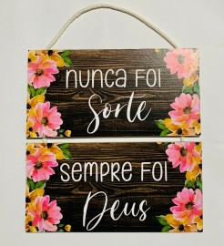 Quadro decorao corda com 2 placas de madeira (