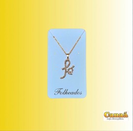 Kit corrente com pingente folheado ( f� pequeno com pedrinhas ) 
